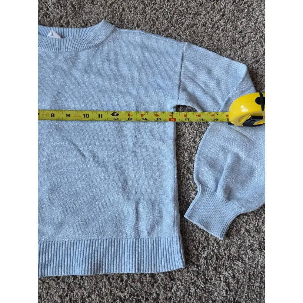 Girls Gap shimmer blue Sweater & Cat & Jack Floral Ribbed Tee Bundle-Sz 10-12